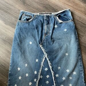 Y2K DKNY Blue Denim Skirt with Star Details